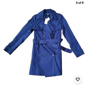 VINCE Blue Belted Trench Coat Blue sz S